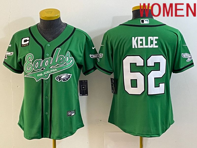 Women Philadelphia Eagles #62 Kelce Green Nike 2023 Co Branding Game NFL Jersey style 4->baltimore ravens->NFL Jersey